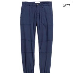 Pistola Dustin Ankle Navy Blue Utility Mid Rise Ankle Zip Cotton Cropped Joggers